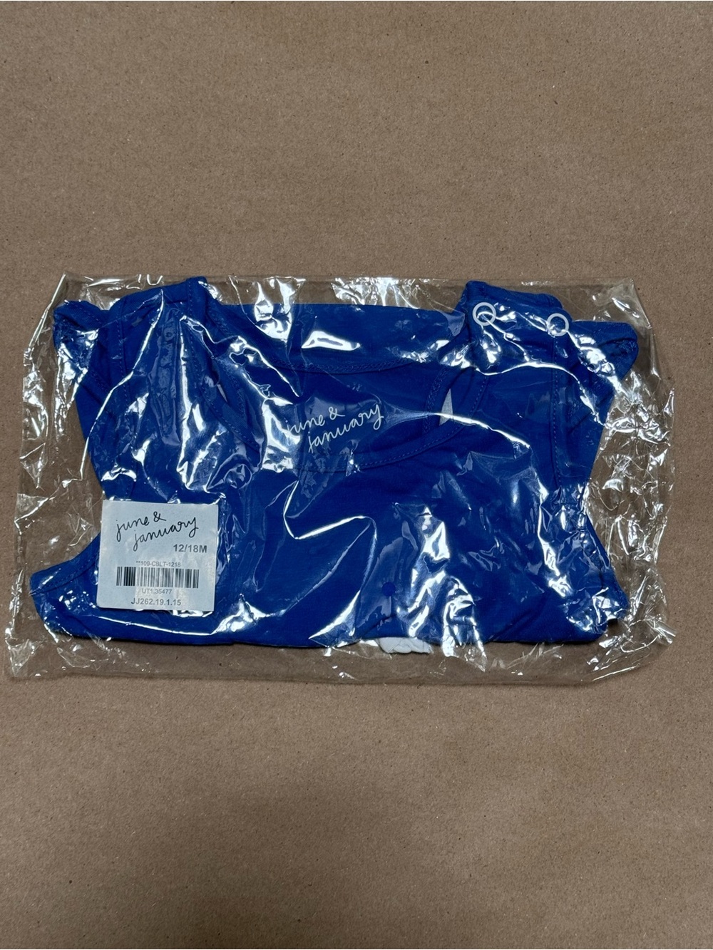 June & January Blue One-Piece Bodysuit 12/18M - NWT